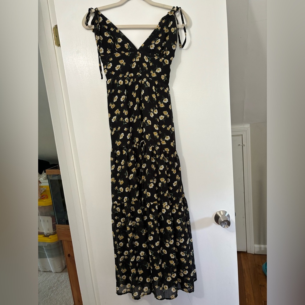 Nanamacs Black and yellow floral maxi dress